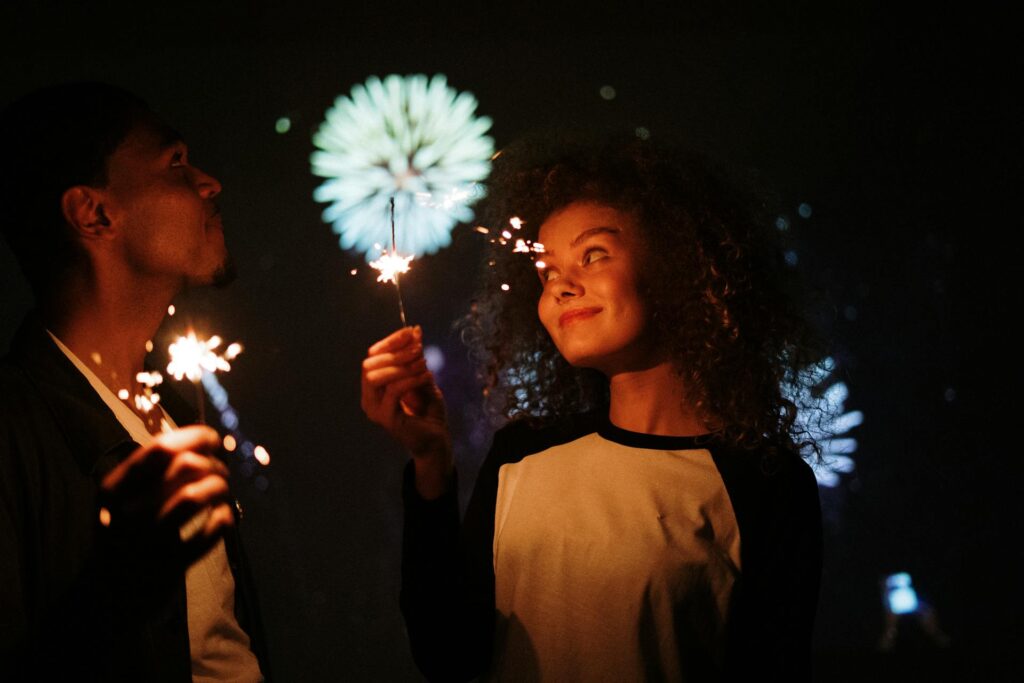 July 4th fireworks and sparklers