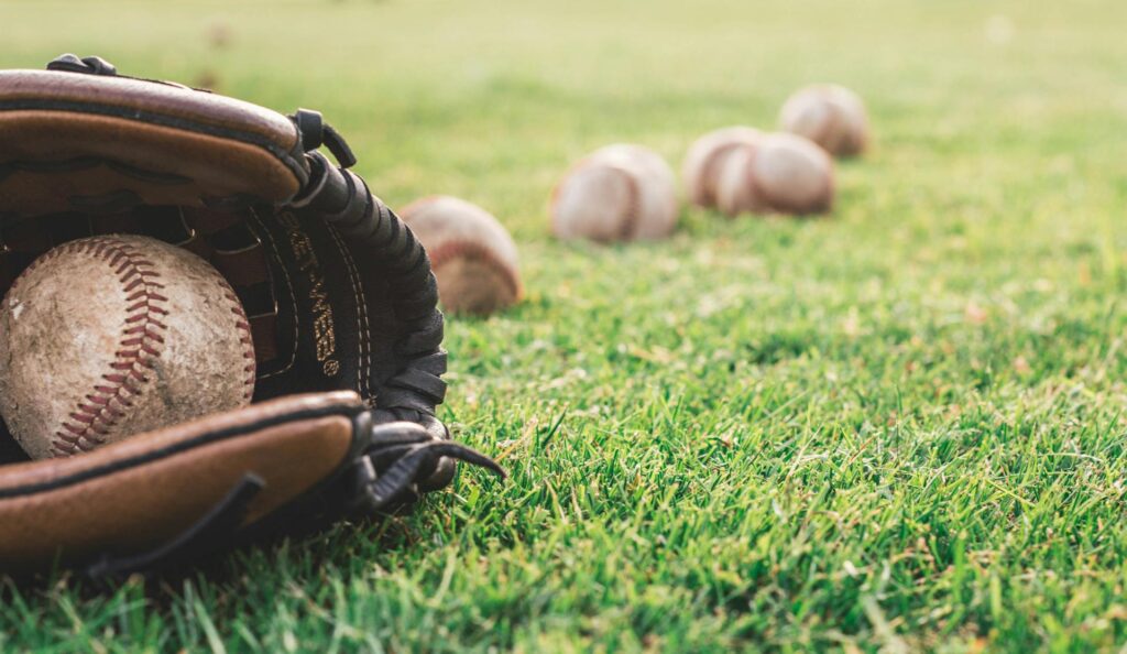 Baseballs in the grass